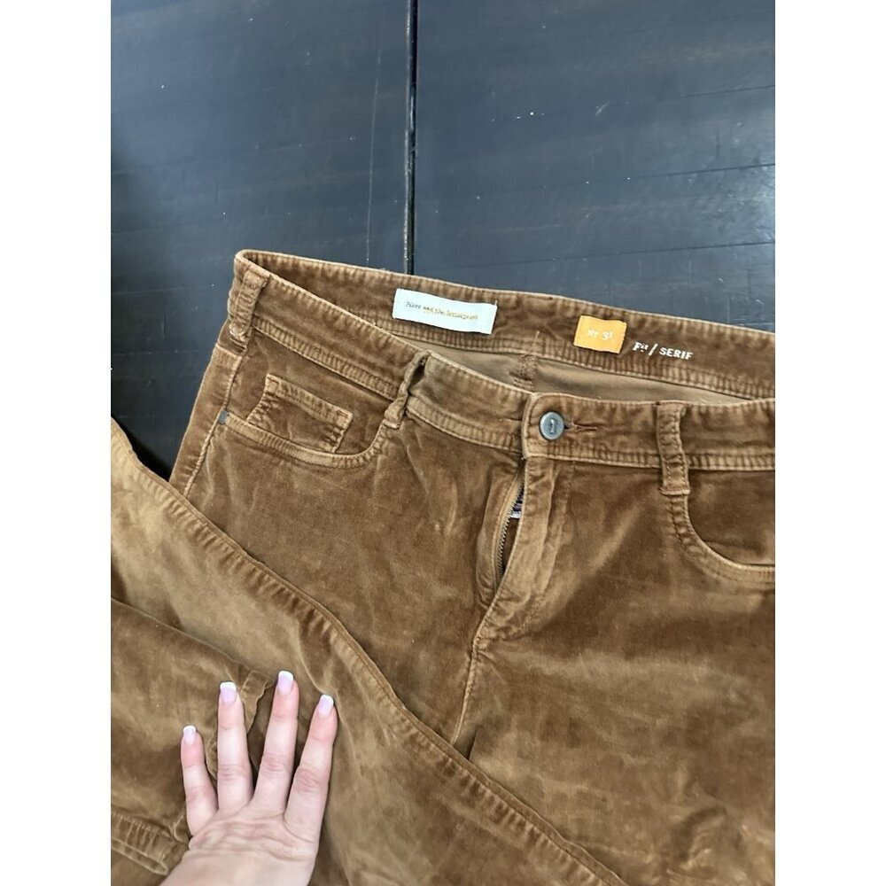 Women’s Pilcro and Letterpress Anthro brown corduroy pants Size 31 Inseam 29.5” - Picture 3 of 4